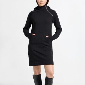 Marcella Tompkins Sweatshirt Dress Hoodie Cropped Dress Black M NWOT
